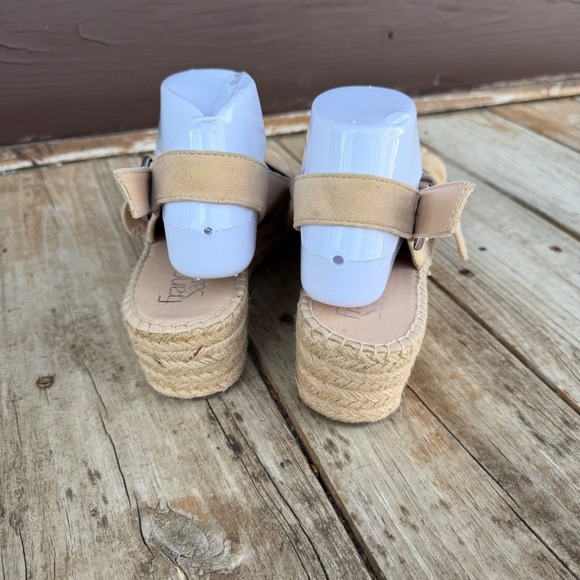 Franco Sarto Pirouette Wedge Sandals 8M Tan Suede Bow Espadrille Slingback - Picture 6 of 9